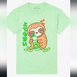 Sloth lime green Pastel kawaii ramune tee shirt new tags hot topic
